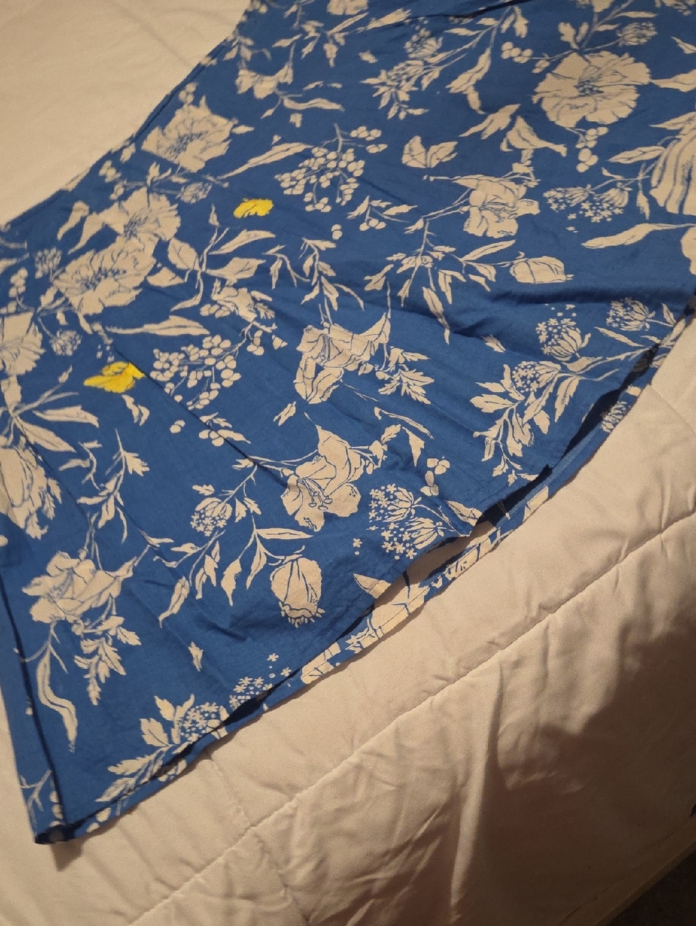 Old Navy Blue Skirt with White And Yellow Floral Design